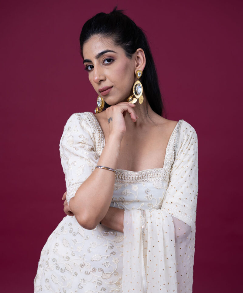 Ivory Lakhnavi Sharara Suit