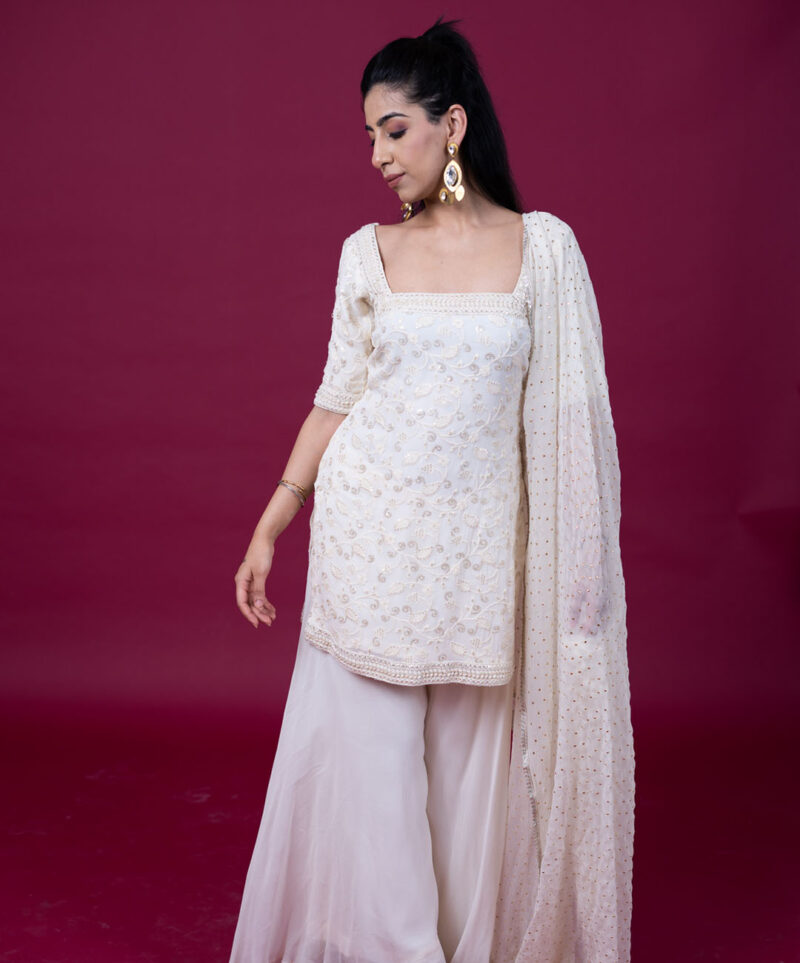 Ivory Lakhnavi Sharara Suit - Image 2