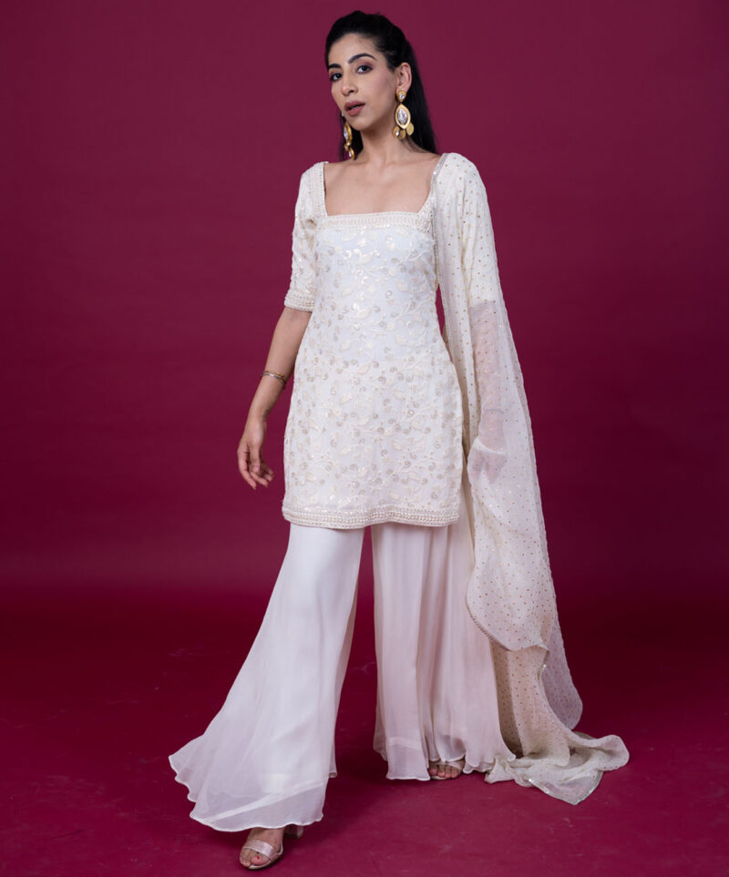 Ivory Lakhnavi Sharara Suit - Image 3