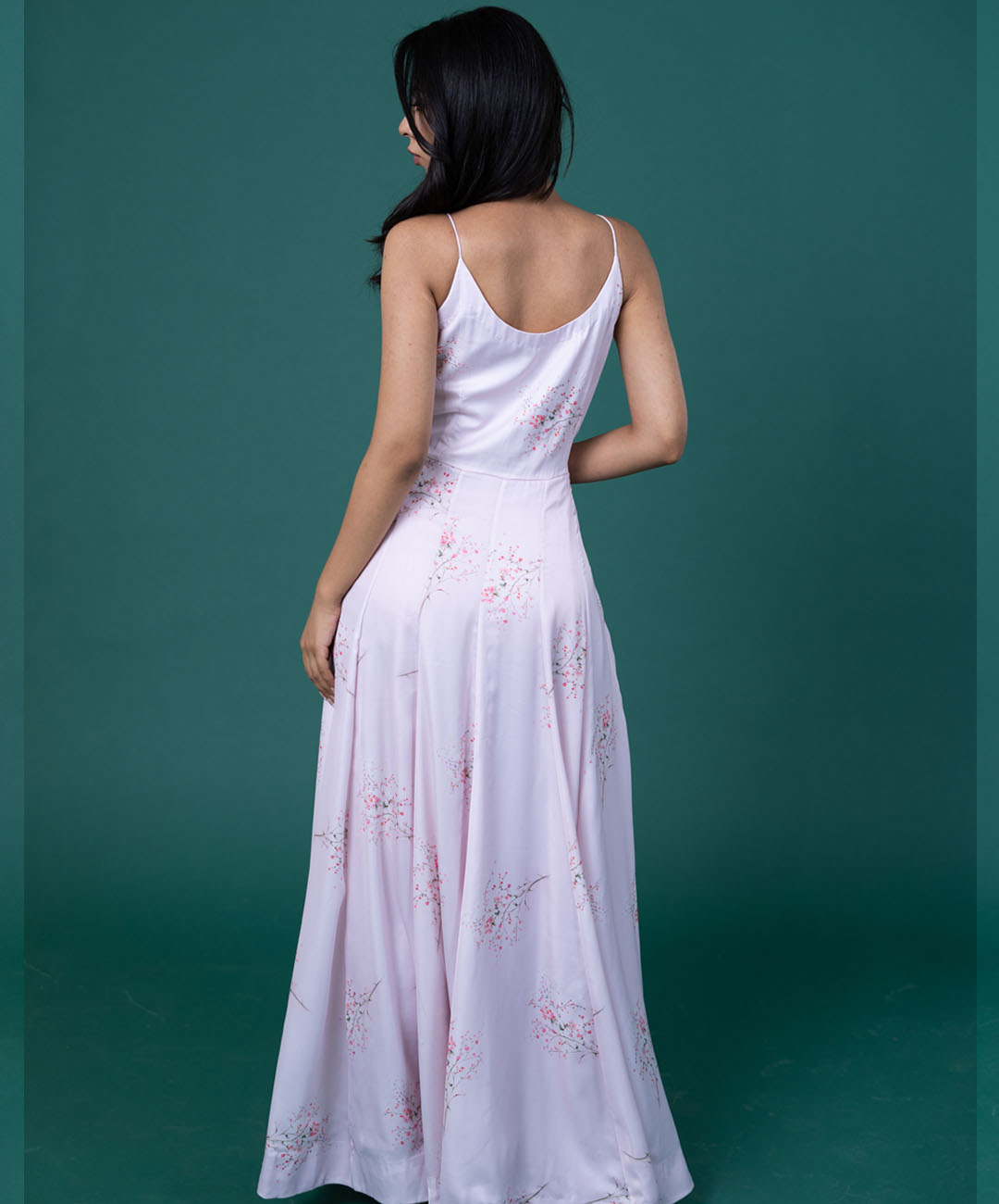 Blush pink satin anarkali - Image 3