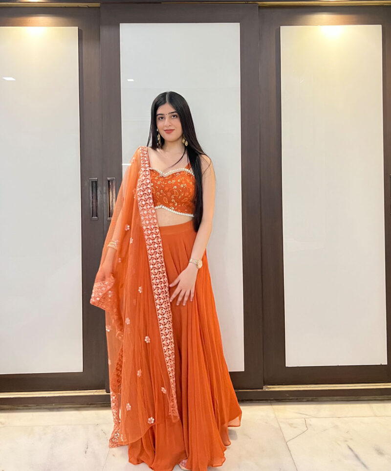 Rust Lehenga  Set - Image 3