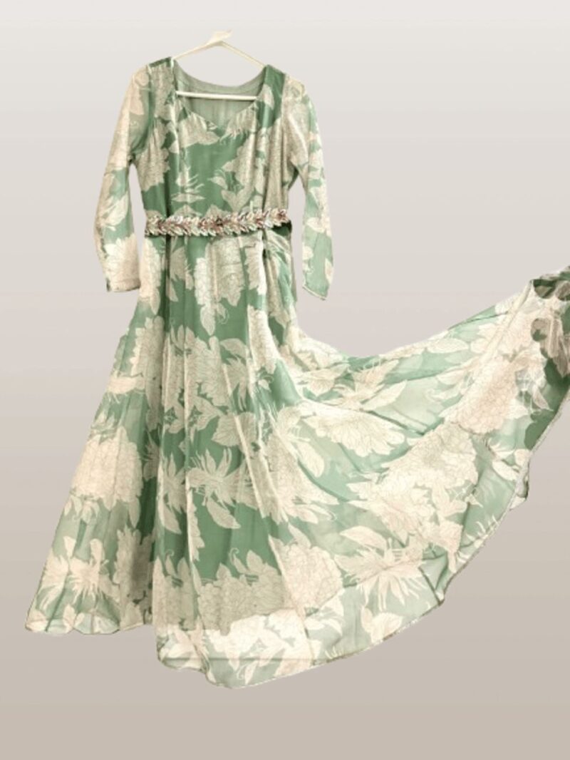 Green Organza Anarkali